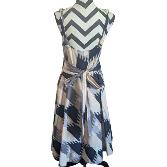 Marc by Marc Jacobs 8 Gray Ikat Abstract Print Wrap Midi Dress - Picture 6 of 6